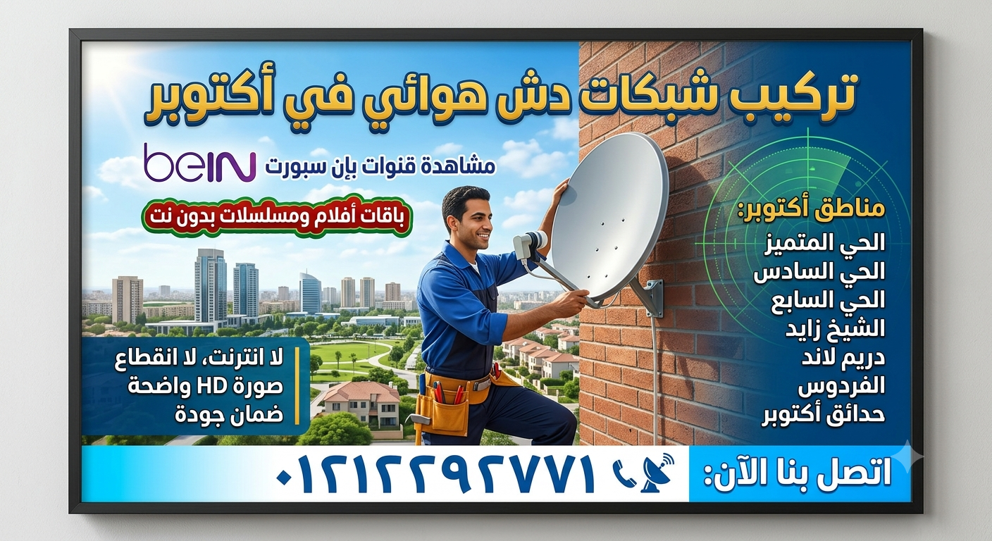 تركيب وصلة دش شبكة البث الهوائي في اكتوبر 01212292771